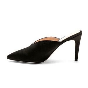 Raye Buckley Satin Mule Pointed Black Heels 7.5